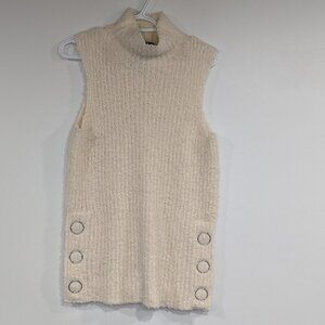 Club Monaco Chunky Knitted Cowl Neck Tunic Cream Size Small